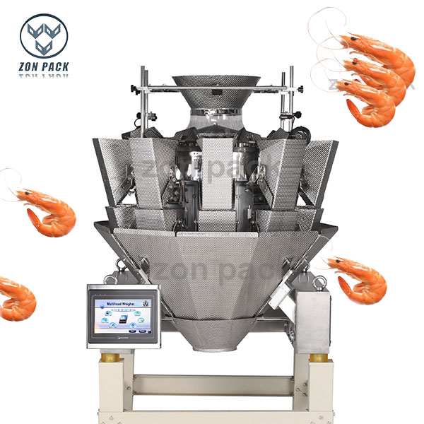 Automatic weighing frozen shrimp dimple 1.6/2.5L hopper 10 head multihead weigher