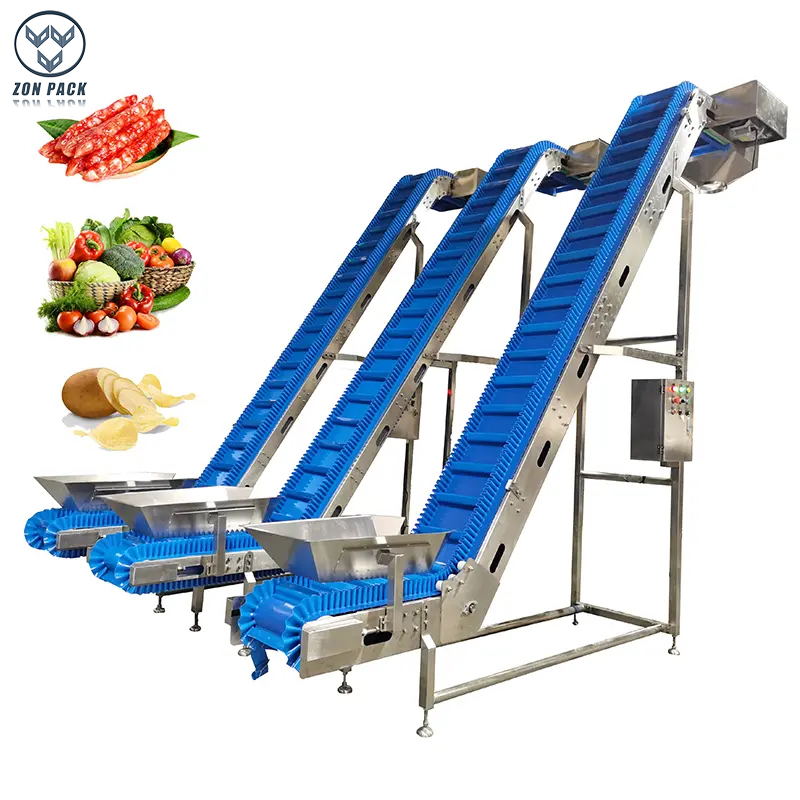 304 Stainless Steel PU Belt PP Belt Inclined Conveyor For Fruit and Vegetable