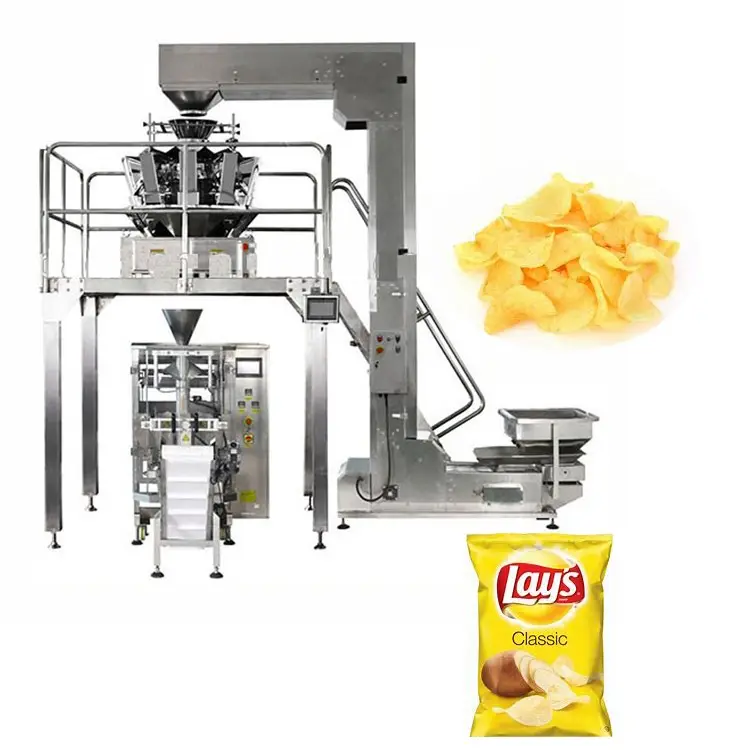 Automatic multi-function ensacheuse chips /potato chip food packaging machines with multihead weigher