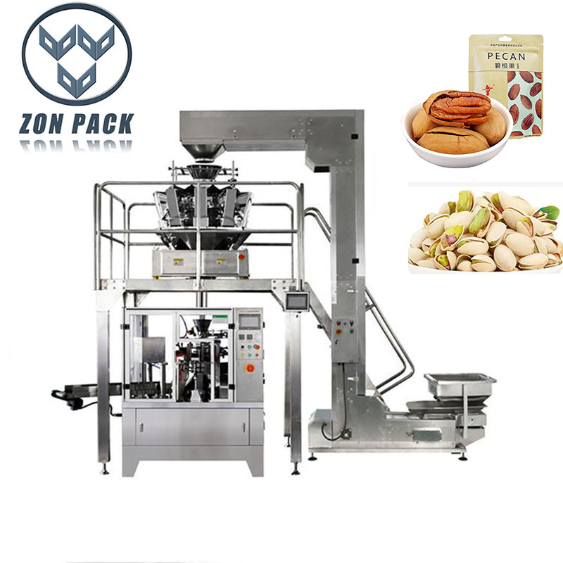 Automatic Weighing Stand Up Pouch Doypack Zipper Cashew Nuts Packing Machine 