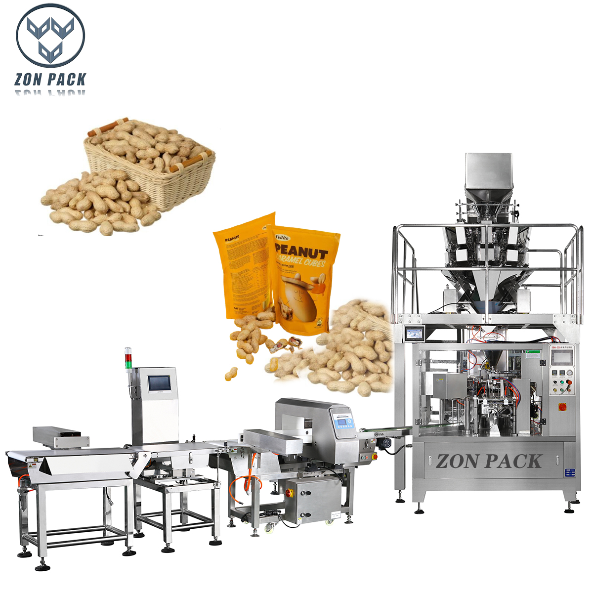 multihead weigher premade bag filling packing machine for sealing packaging food granules grains cashew nuts dried fruits peanuts