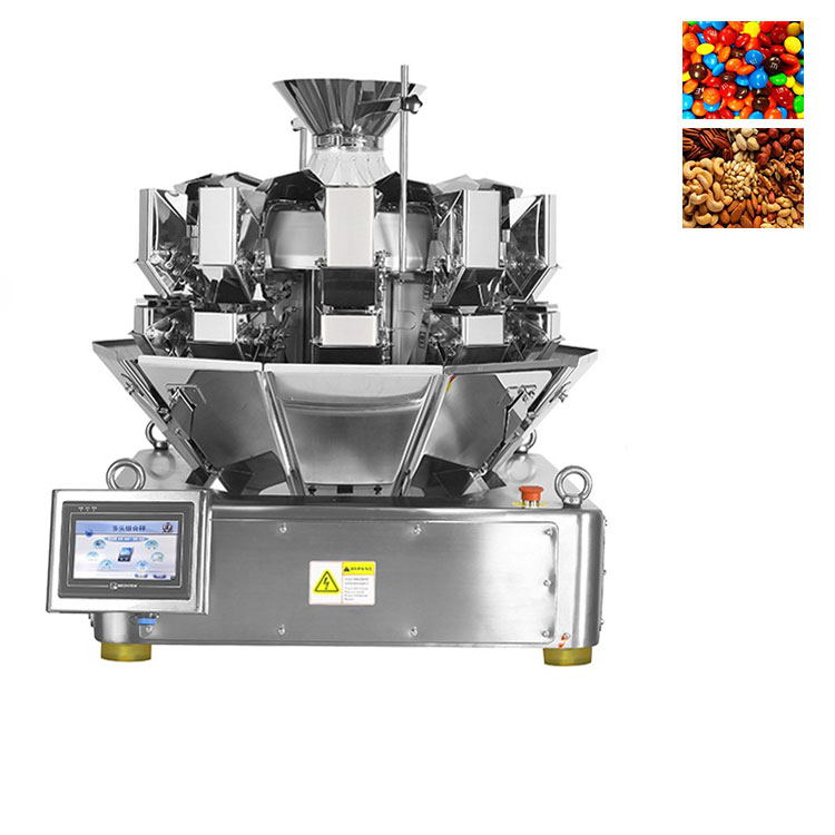 High Accuracy Automatic 10 14 Heads Mini Multihead Weigher For Dried Fruit Weighing