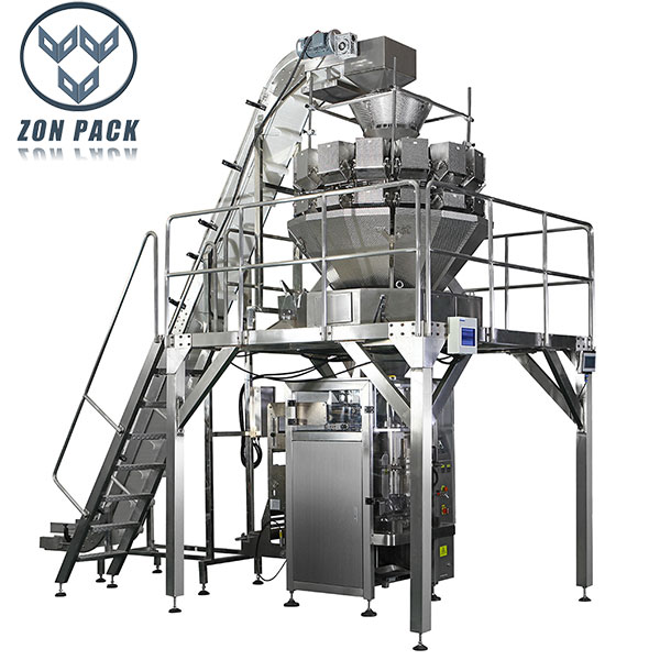 Automatic Weighing Frozen Food Snack French Fries VFFS Packing Machine 14 head Multihead Weigher 