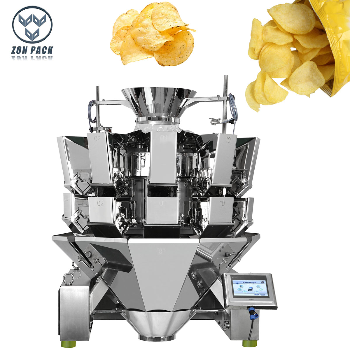 BestSelling Waterproof 300g 500g Potato chips Nitrogen filled Weighing Multi Head Weigher