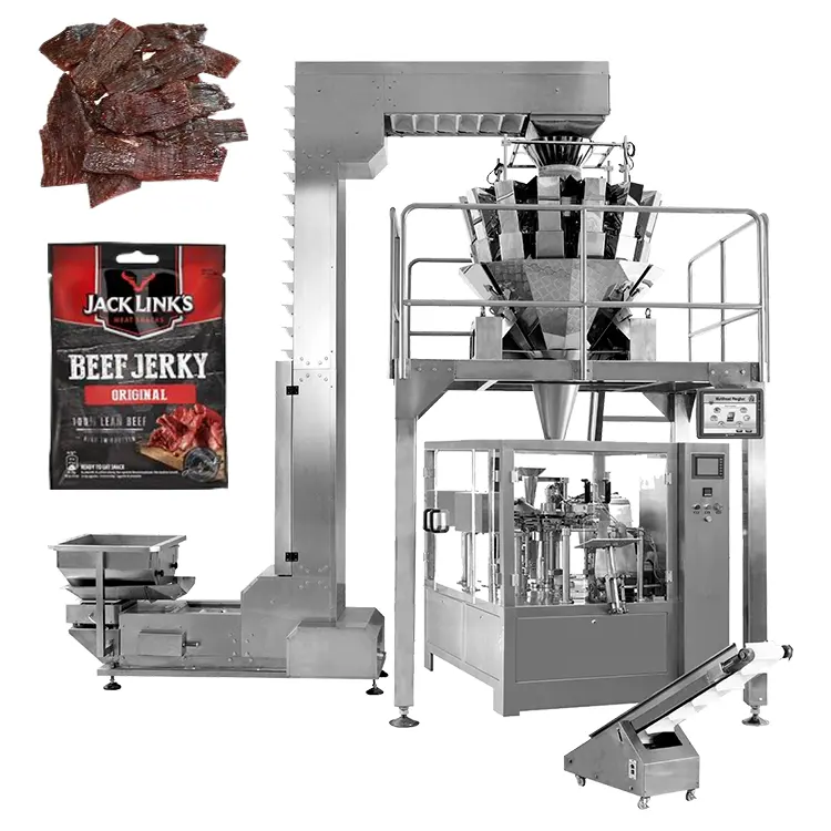 Automatic Zipper Pouch Packing Machine Beef Jerky Packing Machine with Multi-head Weigher