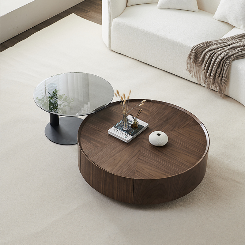 Walnut Nordic modern designer round coffee table