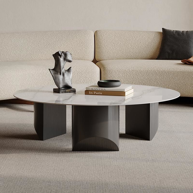 Round rock Marble Coffee Table Side Table