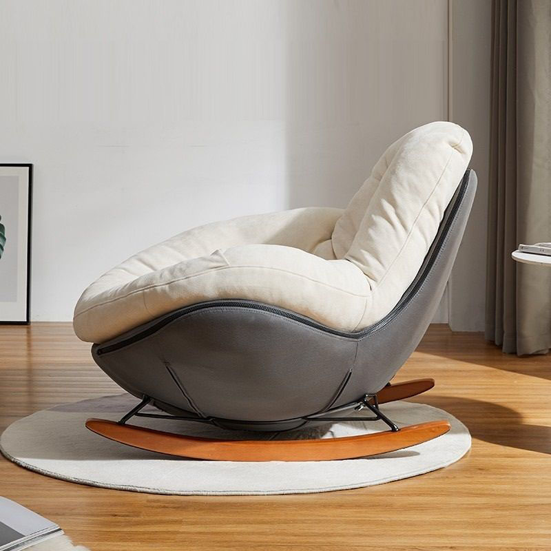 Velvet Upholstered Modern Cream Rocking Chair  Penguin rocking chair